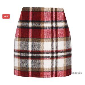 Wool Plaid Mini Skirt High Waisted Bodycon Pencil Skirt Fall Winter